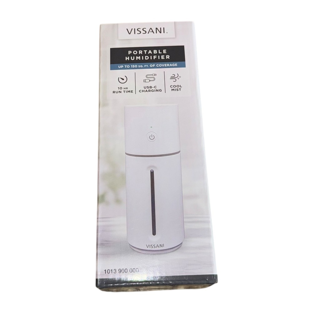 Vissani Portable Humidifier White USB-C Rechargeable Cool Mist Brand New
